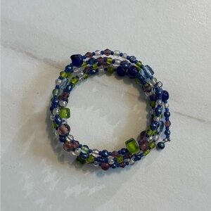 Colorful Beaded Bracelet with Blue and Green Accents